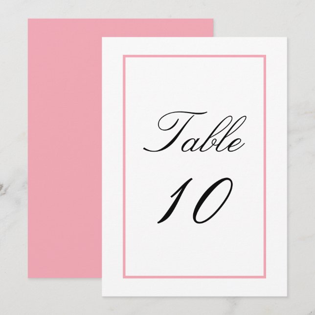 Numéro de table Mariage rose clair (Devant / Derrière)