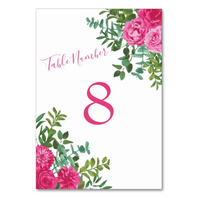 Numéro De Table Mariage rose clair Roses Floral moderne (Dos)