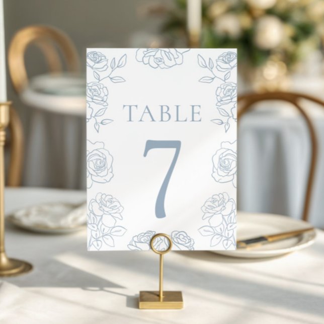 Numéro De Table Mariage Rose moderne bleu & blanc (Créateur téléchargé)