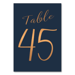 Numéro De Table Mariage rose or cuivre parties scintillant marine