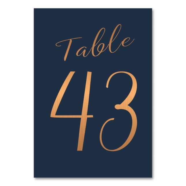 Numéro De Table Mariage rose or cuivre parties scintillant marine  (Par défaut)