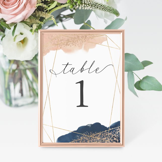 Numéro De Table Mariage Rose Pâle, Or et Nuit (Créateur téléchargé)