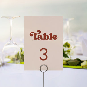 Numéro De Table Mariage rose pêche rétro élégant