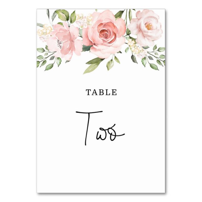 Numéro De Table Mariage roses blush florales (Par défaut)