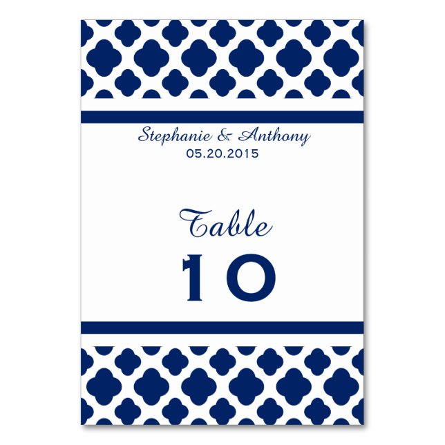 Numéro De Table Mariage Royal Blue Quatrefoil (Par défaut)