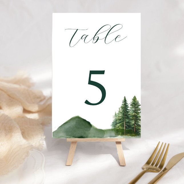 Numéro De Table Mariage Rustique de la forêt de montagne de bois (Créateur téléchargé)