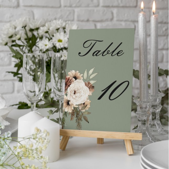 Numéro De Table Mariage Sage Green Boho (Créateur téléchargé)
