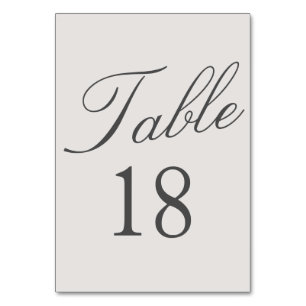 Numéro De Table Mariage Simple Couleur Uni Gris