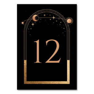 Numéro De Table Mariage Soleil Lune Noir Céleste