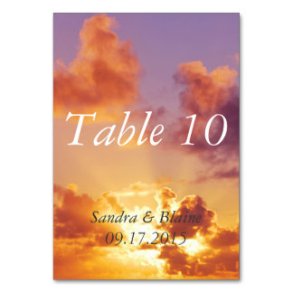 Numéro De Table Mariage spécial coucher de soleil sur la plage