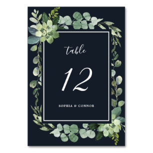 Numéro De Table Mariage Succulent bleu marine de minuit