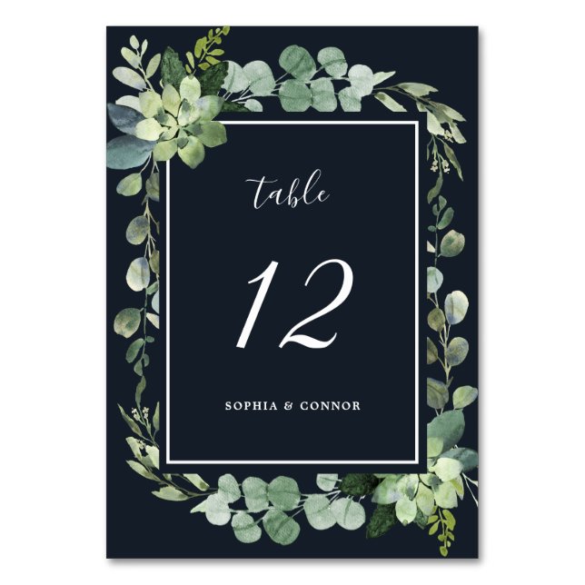 Numéro De Table Mariage Succulent bleu marine de minuit (Par défaut)