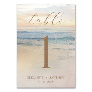 Numéro De Table Mariage sur la plage au coucher du soleil