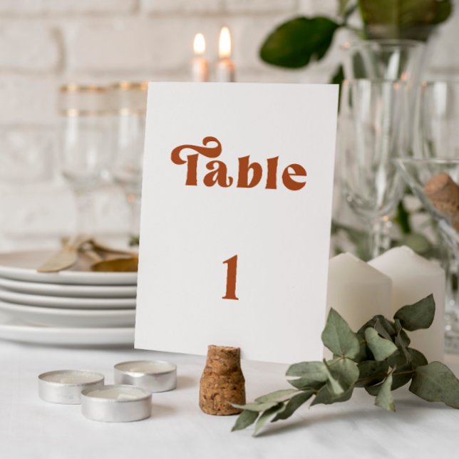 Numéro de table Mariage Terracotta Rétro (Créateur téléchargé)