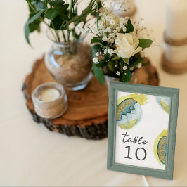 Numéro De Table Mariage Unique Abstrait Aquarelle Bleu Jaune