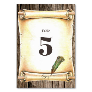 Numéro De Table Mariage unique de défilement et de plume