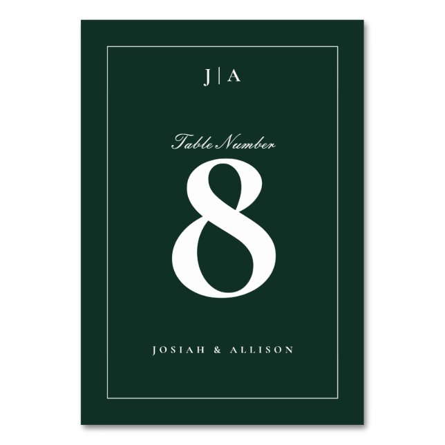 Numéro De Table Mariage vert classique (Par défaut)