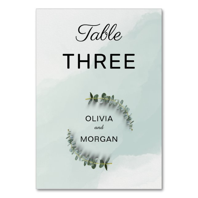 Numéro de table Mariage vert et blanc (Par défaut)