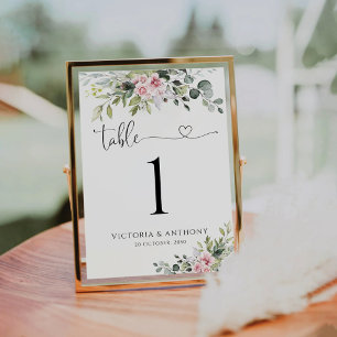 Numéro De Table Mariage vert rose pâle Numéros de tableau