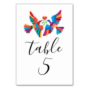 Numéro De Table Mariage vibrant d'oiseaux inspirés du Mexique