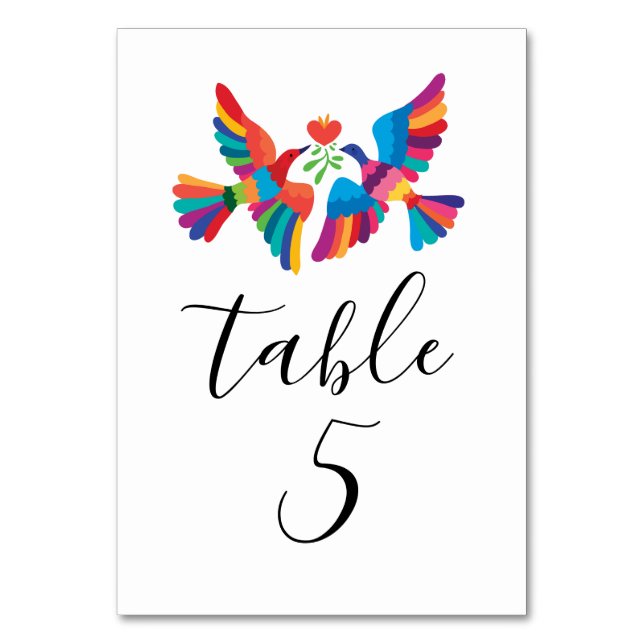 Numéro De Table Mariage vibrant d'oiseaux inspirés du Mexique (Par défaut)