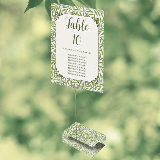 Numéro De Table Mariage Vintage, Motif de feuilles de saule victor