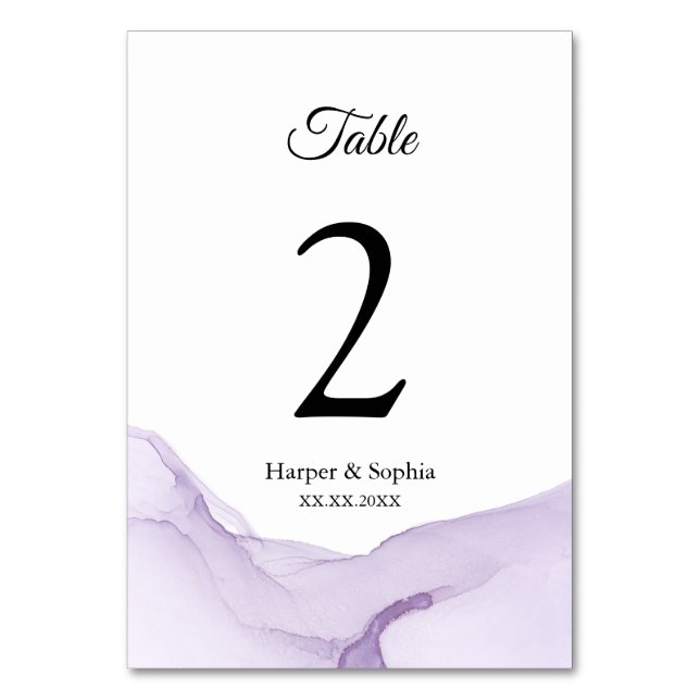 Numéro De Table Mariage violet Aquarelle moderne (Par défaut)