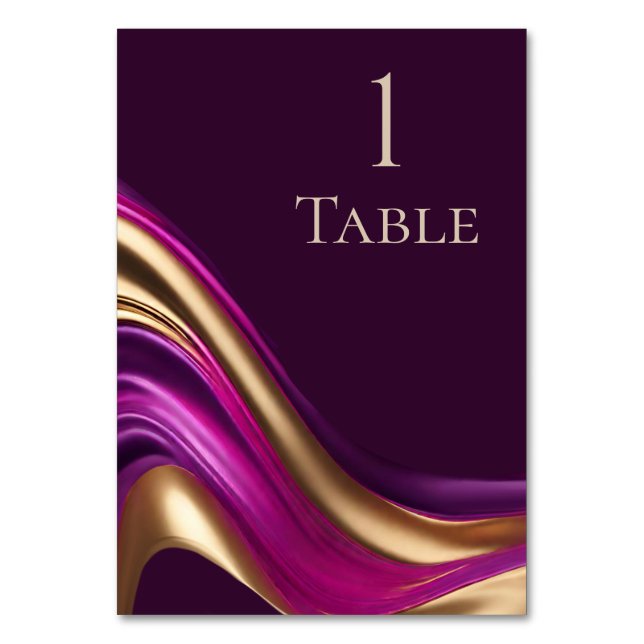 Numéro De Table Mariage-violet moderne Fuchsia et or (Par défaut)