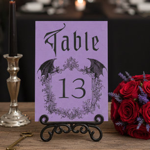 Numéro De Table Mariage Violet Toile Gothique Noir Vintage