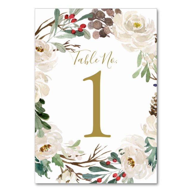 Numéro de table mariage | Woodsy Holiday Wreath (Par défaut)