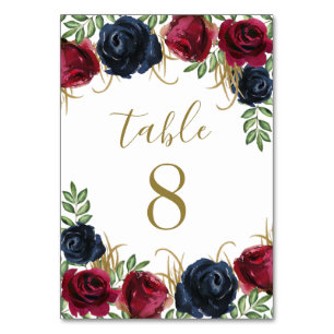 Numéro De Table Marine Bleue Bourgogne Mariage Numéro de tableau C