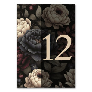 Numéro De Table Marine Blue & Burgundy Moody Floral Tableau 12