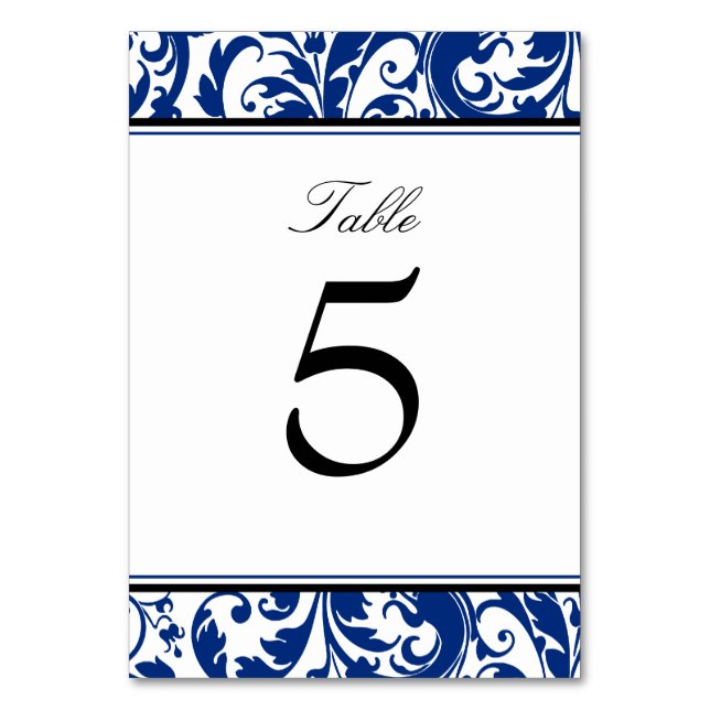 Numéro De Table Marine Blue et Black Swirl Mariage damassé (Par défaut)