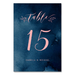 Numéro De Table Marine blush calligraphie mariage rustique numéro 