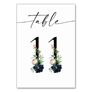 Numéro De Table Marine, Dusty Blue & Pink Floral Numéro de tableau