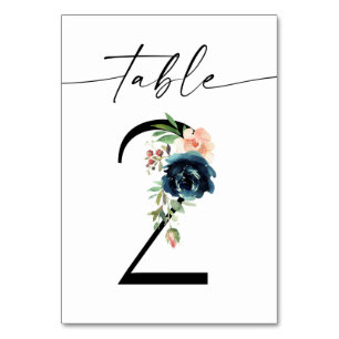 Numéro De Table Marine, Dusty Blue & Pink Floral Tableau Numéro 2