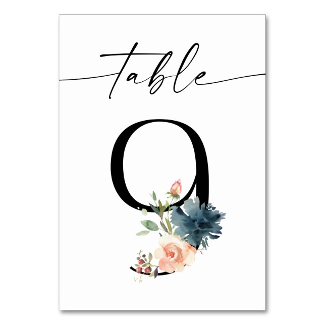 Numéro De Table Marine, Dusty Blue & Pink Floral Tableau Numéro 9 (Par défaut)