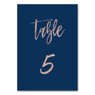 Numéro De Table Marine et Rose Gold Glam Chic Mariage Tableau Numé