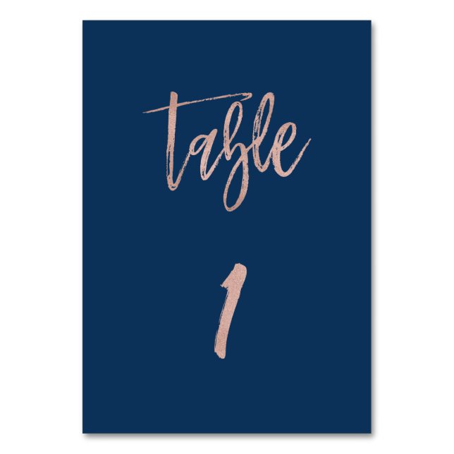 Numéro De Table Marine et Rose Gold Glam Chic Mariage Tableau Numé (Par défaut)