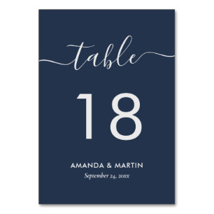 Numéro De Table Marine moderne bleu et argent