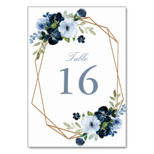 Numéro De Table marine moderne et cadre bleu clair mariage