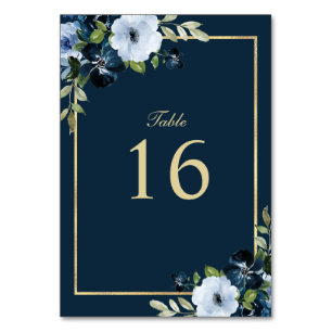 Numéro De Table marine moderne et mariage d'or
