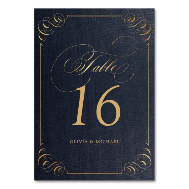 Numéro De Table Marine or élégante calligraphie mariage numéro de  (Par défaut)
