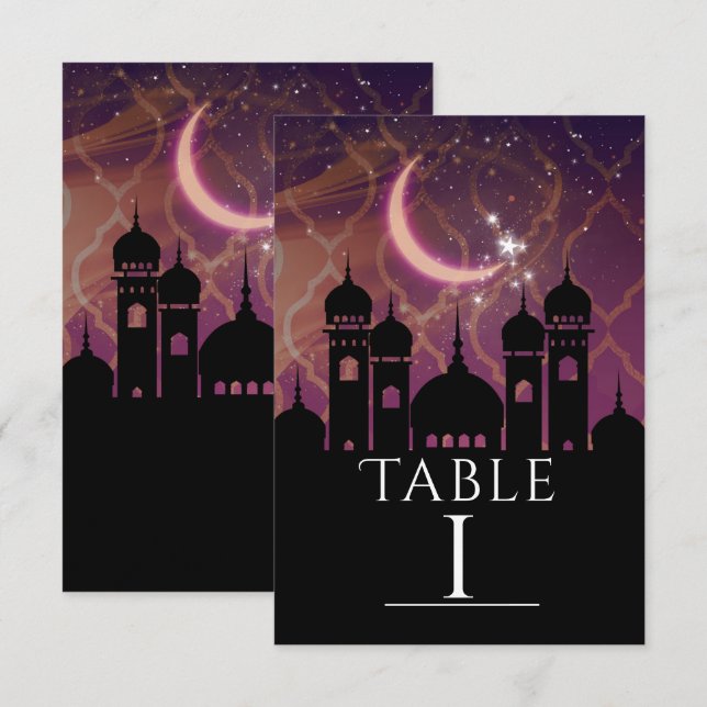 Numéro de table marocain de nuit arabe du Moyen-Or (Devant / Derrière)