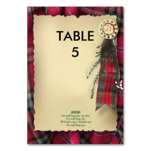 Numéro De Table Marqueur de table officielle Robbie Burns