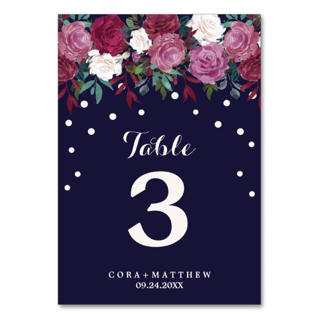 Numéro De Table Marsala & Bourgogne sur le Mariage de la Marine Nu (Par défaut)