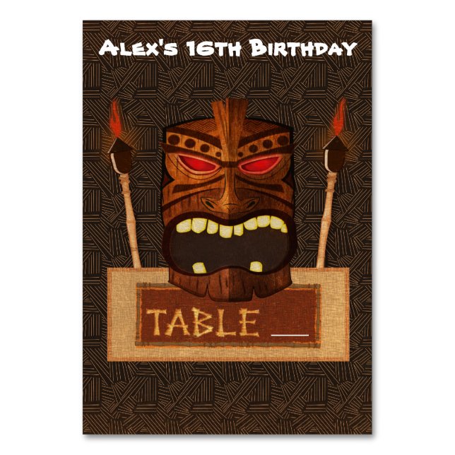 Numéro De Table Masque Tiki en bois Vintage Rétro Luau Numéro de t (Par défaut)