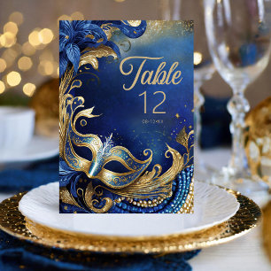 Numéro De Table Masquerade Quinceanera Blue Gold ID1031