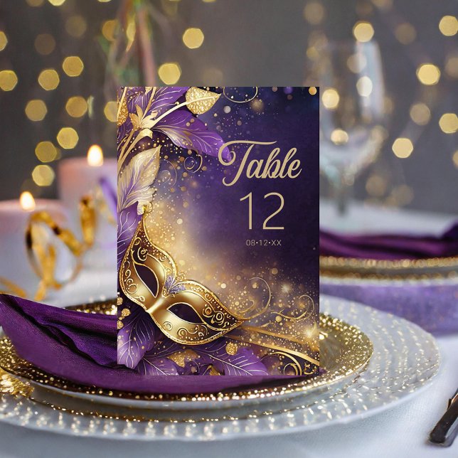 Numéro De Table Masquerade Quinceanera Purple Gold ID1031 (Créateur téléchargé)