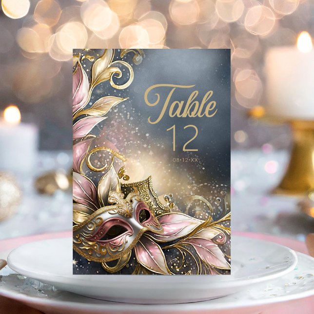 Numéro De Table Masquerade Quinceanera Rose Gold ID1031 (Créateur téléchargé)